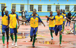 Junior Wasps  celebrate after scoring in the Caf U-17 Championship. (File Photo)