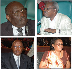L-R: Francois Nshunguyinka; Antoine Mugesera; Chrysologue Kubwimana; Agnes Kayijire
