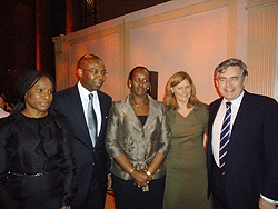 L-R Mrs. Aigboje, Mr. Aigboje-Imokhuede, CEO Access Bank; First Lady Mrs. Jeannette Kagame, Mrs. Sarah Brown and former UK Prime Minister Gordon Brown.  (Courtesy Photo)