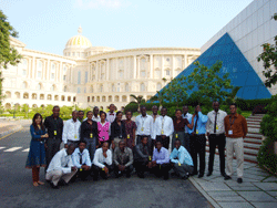 Rwandan students who were on industrial attachment at Infosys Limited in Mysore, India pose for a group photo