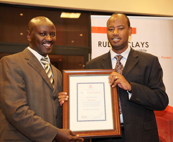 (L-R) kamiya Jean Marie, President  of the Association of Rwanda Architects  and Infrastructure minister, Albert Nsengiyunva  (File Photo)