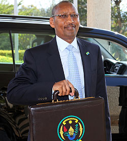 The Minister of Finance and Economic Planning. John Rwangombwa, arrives at parliament to present the government's budget (Photo.T.Kisambira)