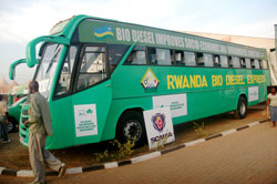 A Bio-diesel powered bus. IRST has embarked on a campaign to encourage Rwandans to use the environmental friendly energy  source (File Photo)