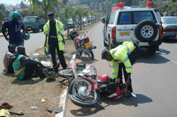An accident scene in Kigali City; The Automobile Guarantee Fund has made great strides in terms of capitalisation (File Photo)