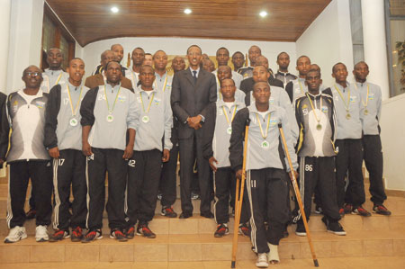 U-17 with President Paul Kagame at the President's office. The president hosted the team after it qualified for the fifa World Cup early this year.