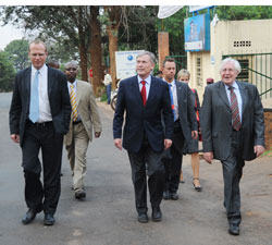  Former German President Horst Kohler (C) and his delegation on Monday evening after their tour of the Kigali One Stop Centre (Photo J Mbanda)