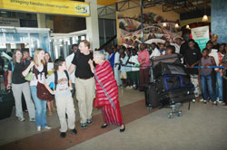Passengers arrive at the Kigali International Airport