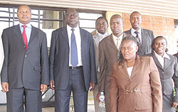  L.Michael Ndung'u (L) flanked by Justice minister Karugarama and the Kenyan delegation after their meeting in Kigali (Courtesy photo)
