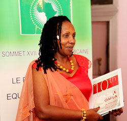  Radegonde Ndejuru, who represented the First Lady Jeannette Kagame at the OAFLA assembly in Equatorial Guinea (Photo T Kisambira)