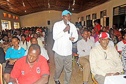 Kicukiro Mayor Paul Jules Ndamage during the campaigns Kicukiro RPF chairmanship yesterday. (Photo J Mbanda)
