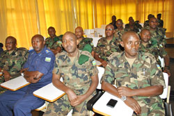 Senior military and police officers begin the training in Nyakinama, Musanze District. (Photo B Mukombozi)