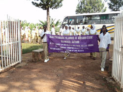 Students from ESIM Secondary School during the visit to the Kizuguro memorial site in Gatsibo District.( Photo D Ngabonziza)