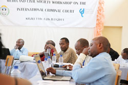 Journalists during the workshop on the functions of the  International Criminal Court (Photo T.Kisambira)