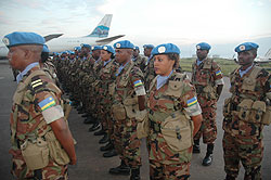 Rwandan peacekeepers prepare to leave for Sudan. The UN Security Council resolution to call off the Sudan mission has seen the troops re-assigned (File Photo)