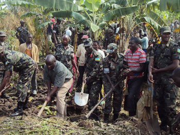 RDF soldiers have participated in several activities aimed at improving standards of living for Rwandans (File Photo)
