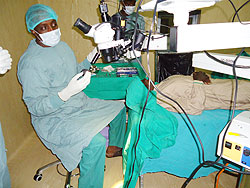 A patient undergoes eye surgery as part of the activities to mark the Army Week (Courtesy Photo)