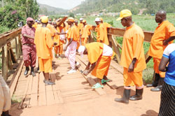 Prisoners working on a Bridge. The Prisons service projects to reap more from the inmates' economic activities (File Photo)