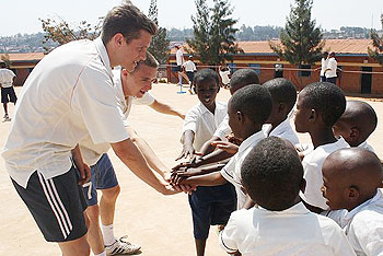 UK Conservatives began their cricket coaching programme for young Rwandans in cricket at Kabusunzu School on Monday (Photo by A. Doorey)