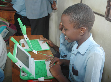 The net enrolment rate in primary schools is over 96 percent, the One Laptop Per Child (OLPC) programme aims at availing all Rwandan primary school children with laptops by 2012. (File Photo)
