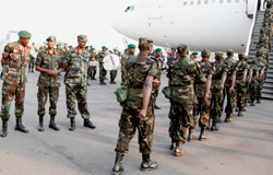 RDF peacekeepers left for Sudan, yesterday morning, to begin a nine-month mission in the troubled region of Darfur. (Photo: The new Times/Timothy Kisambira.)