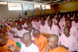  Inmates at Kigali Central Prison at a past event. 50 of them completed a leadership course (File Photo)