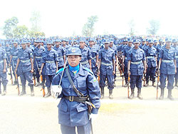 RNP constables during their pass out parade in Gishari yesterday.  The New Times/ Steven Rwembeho