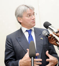  UK International Development Secretary Andrew Mitchell is in the country to participate in the Conservatives' Umubano Project The New Times/ John Mbanda.