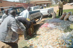  Illicit liqour ready to be distroyed. Authorities in Gicumbi have vowed to fight its sale and consumption. The New Times File