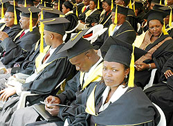  A graduation ceremony at SFB. The School has scrapped the Human Resources and Marketing Departments. The New Times File