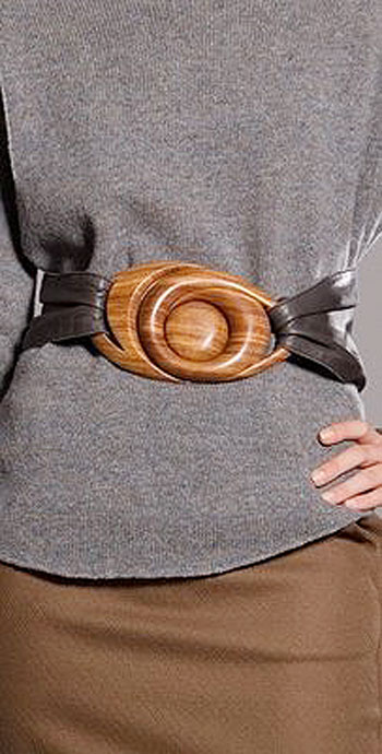 Wooden and leather belt
