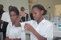 Secondary school girls in a laboratory. A local NGO FAWE Rwanda has urged schools to be gender responsive. The New Times / File.