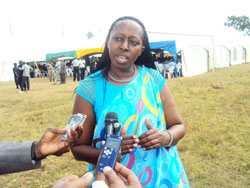 Eastern Province Governor Dr. Aisa Kirabo Kacyira in an interview with reporters after the provincial General assembly in Rwamagana The New Times /S. Rwembeho