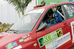 Fitidis waves to the crowd during the 2008 KCB Rwanda Mountain Gorilla Rally. The New Times/File