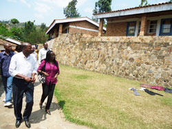 IMPRESSED; Acting Rector Dr Chantal Kabagabo (R) and her team tour the KHI's Western Campus in Karongi district The New Times /S.Nkurunziza