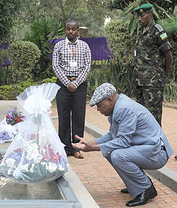  Gen.Sekouba Konate pays tribute to Genocide victims at Kigali Genocide Memorial centre yesterday. The New Times John Mbanda.