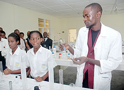Girls in a science laboratory. Girls are said to have phobia for sciences. The New Times /File Photo.