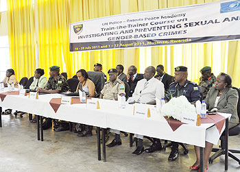 Officials at the closing ceremony of the two weeks training program.Photo The New Times /Bonny Mukombozi