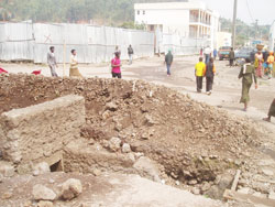  One of the trenches that have paralysed business in Musanze town. The New Times /Bonny Mukombozi.