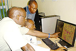 The Director of Rwanda Meteorological Service, John Semafara,  at the Rwanda Meteorological Service headquarters yesterday.The New Times/ File Photo.