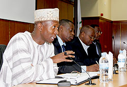  (L-R) Ministers Musa Fazil Harelimana, James Kabarebe, James Musoni and Protais Mitali during the security meeting at MINADEF headquarters yesterday. The New Times /Timothy Kisambira.
