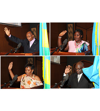 L-R: Ngabo Semahundo;Marie Josee Kankera; Senator Teddy Gacinya; Zeno Mutimura
