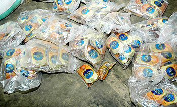 Rwanda Revenue Authority (RRA), yesterday, intercepted and impounded smuggled goods, disguised and packed in cartons used to pack drinking water from Uganda