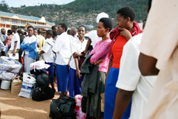STANDED; Students were hit by a serious transport hitch as they prepared to go back to school yesterday. The New Times
