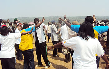  MPs join Nyagatare residents  in song and dance shortly after Umuganda, last Saturday. The New Times /Dan Ngabonziza