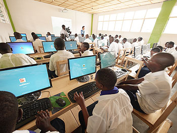 Students in the Computer room at ESTB. The New Times / B. Mukombozia