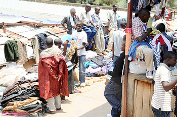  Traders go about their business at Nyabugogo market; The traders have complained of unfair competition from hawkers.The New Times /File photo 