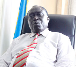  Justice Minister, Tharcisse Karugarama, during the interview yesterday. The New Times /Timothy Kisambira.
