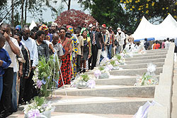  Mourners at a commemoration event at Rebero cementry. IBUKA will commission a survey on the impact of Genocide commemoration. The New Times /File photo