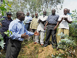  Local authorities inspect one of the areas where forests have been planted. The New Times Bonny Mukombozi.