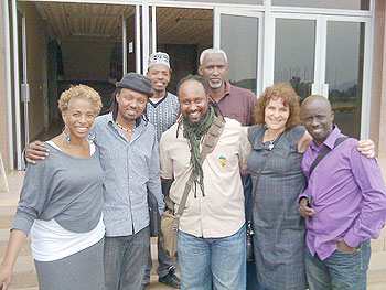 At the front row (L-R) are Shakura Saida, Mighty Popo,  Lion Imanzi,  Kerry Clarc and Kanobana Judo. At the back row are Maguru (left) and Richard M  / The New Times/ Courtesy 